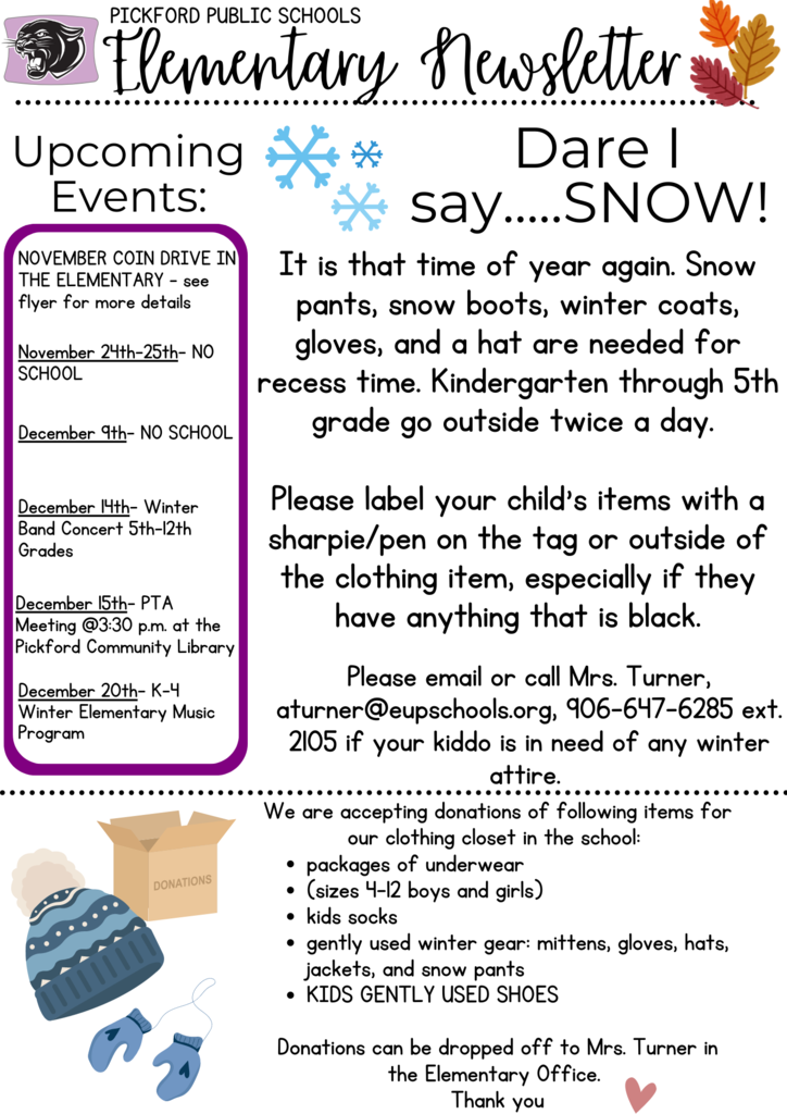 Elementary Newsletter and PTA Apparel Sale! 